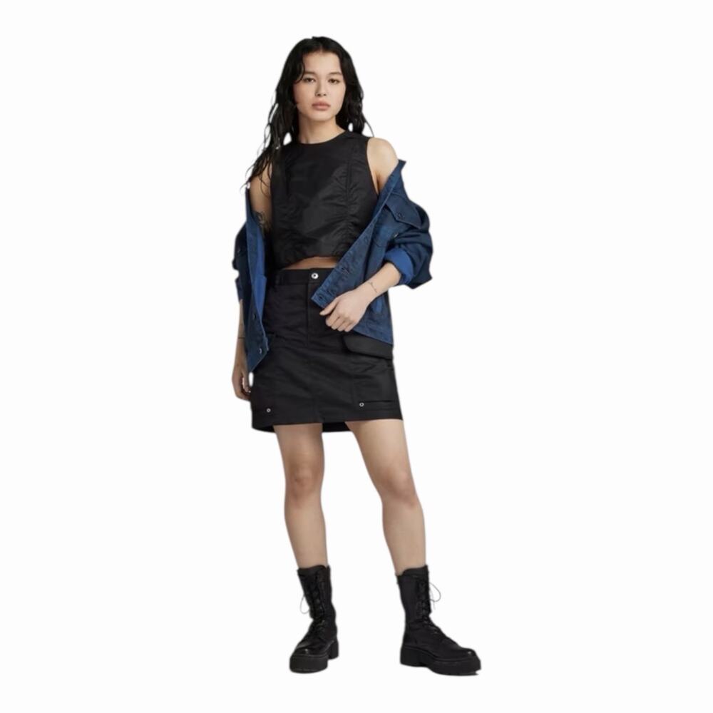 G-Star RAW MA-1 Cropped Sleeveless Puffer Tank Black Techwear Vest NWT Small
